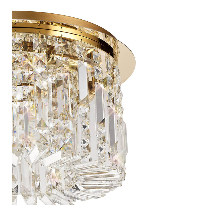 Nelson Lighting NL78139 Zian 45cm Round Flush Chandelier 5 Light Gold/Crystal