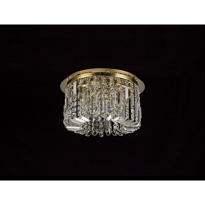 Nelson Lighting NL78139 Zian 45cm Round Flush Chandelier 5 Light Gold/Crystal