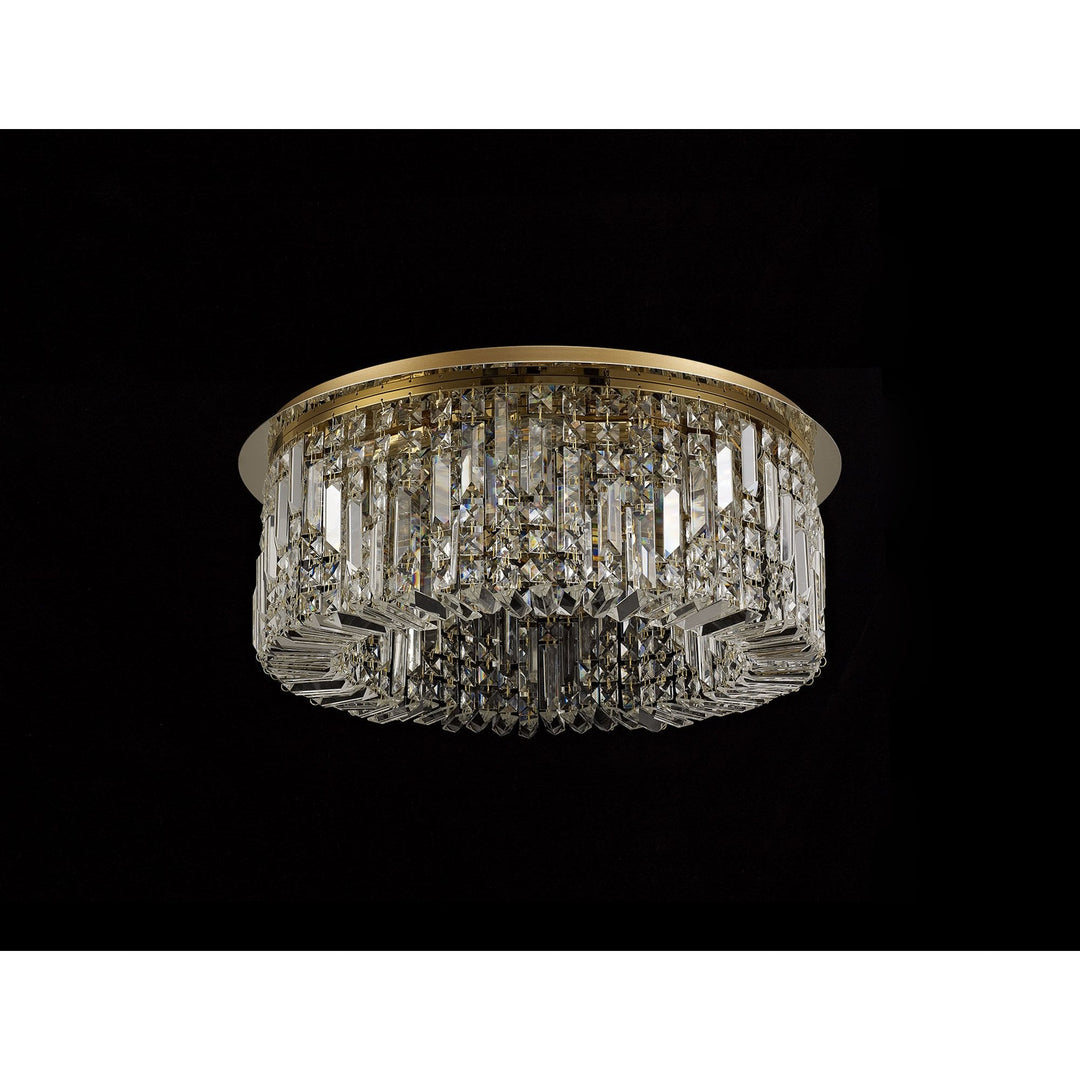 Nelson Lighting NL78149 Zian 65cm Round Flush Chandelier 8 Light Gold/Crystal