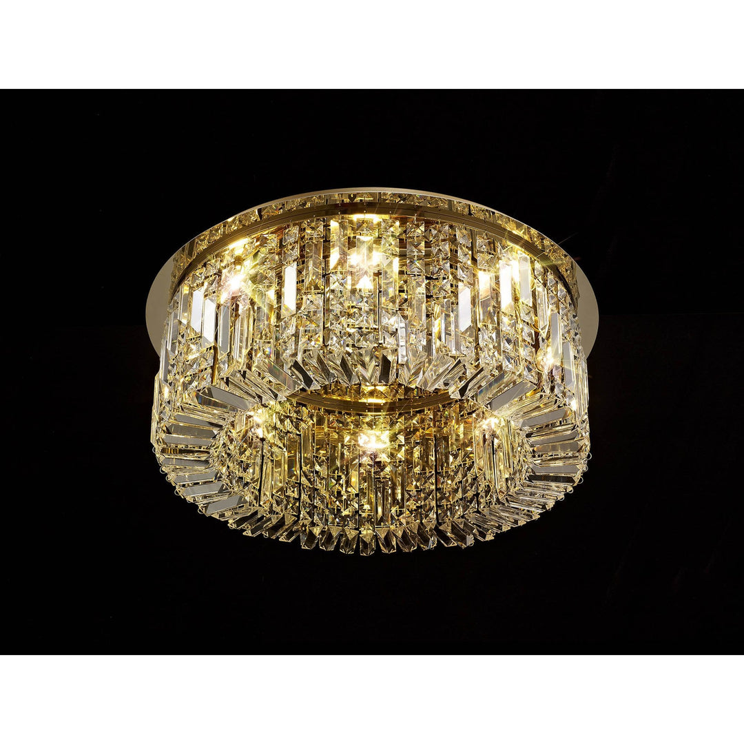 Nelson Lighting NL78149 Zian 65cm Round Flush Chandelier 8 Light Gold/Crystal
