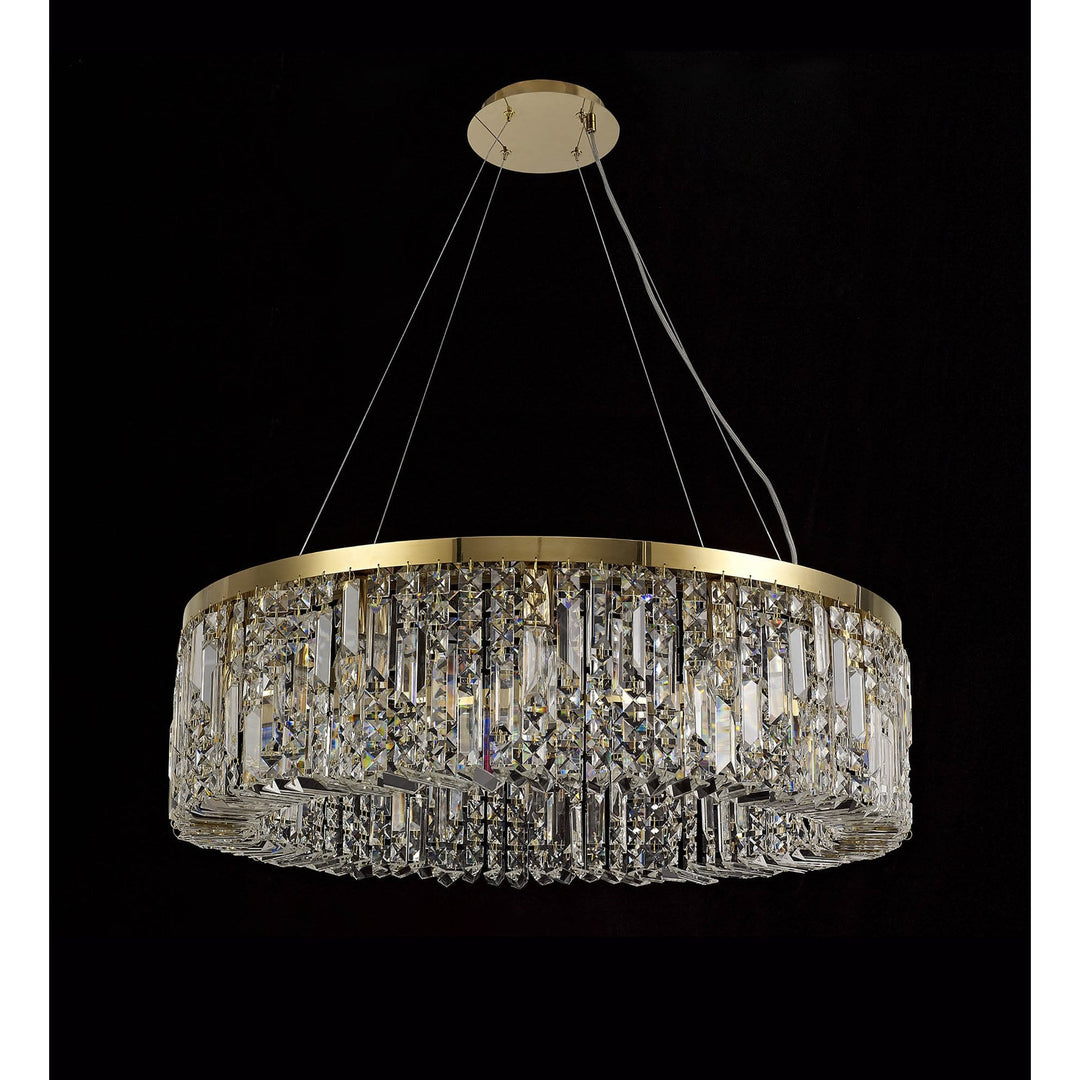 Nelson Lighting NL78179 Zian 80cm Round Pendant Chandelier 12 Light Gold/Crystal