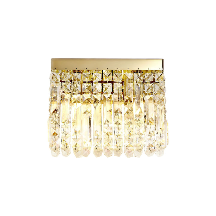 Nelson Lighting NL78209 Zian 29x13cm Rectangular Small Wall Lamp 2 Light Gold/Crystal