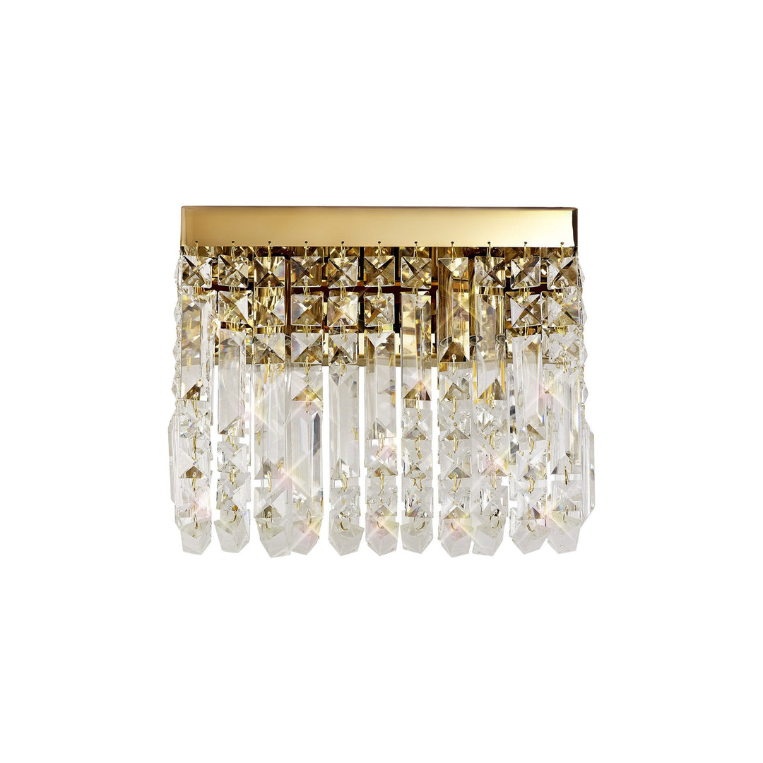 Nelson Lighting NL78209 Zian 29x13cm Rectangular Small Wall Lamp 2 Light Gold/Crystal