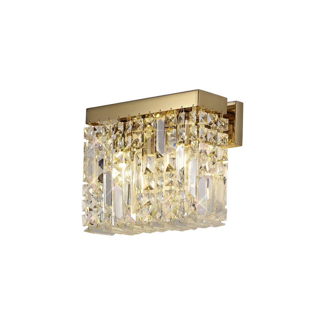 Nelson Lighting NL78209 Zian 29x13cm Rectangular Small Wall Lamp 2 Light Gold/Crystal