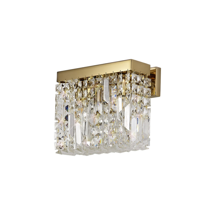 Nelson Lighting NL78209 Zian 29x13cm Rectangular Small Wall Lamp 2 Light Gold/Crystal