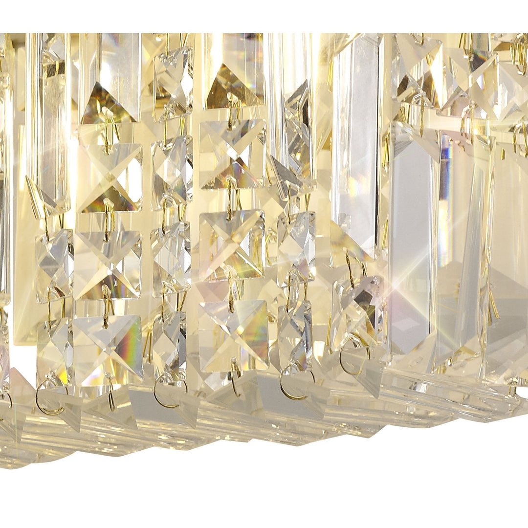 Nelson Lighting NL78209 Zian 29x13cm Rectangular Small Wall Lamp 2 Light Gold/Crystal