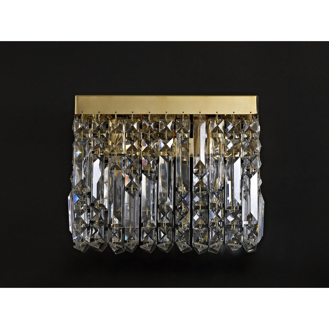 Nelson Lighting NL78209 Zian 29x13cm Rectangular Small Wall Lamp 2 Light Gold/Crystal