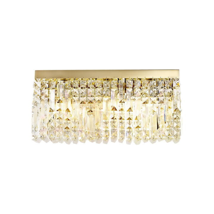 Nelson Lighting NL78219 Zian 50x24cm Rectangular Large Wall Lamp 3 Light Gold/Crystal