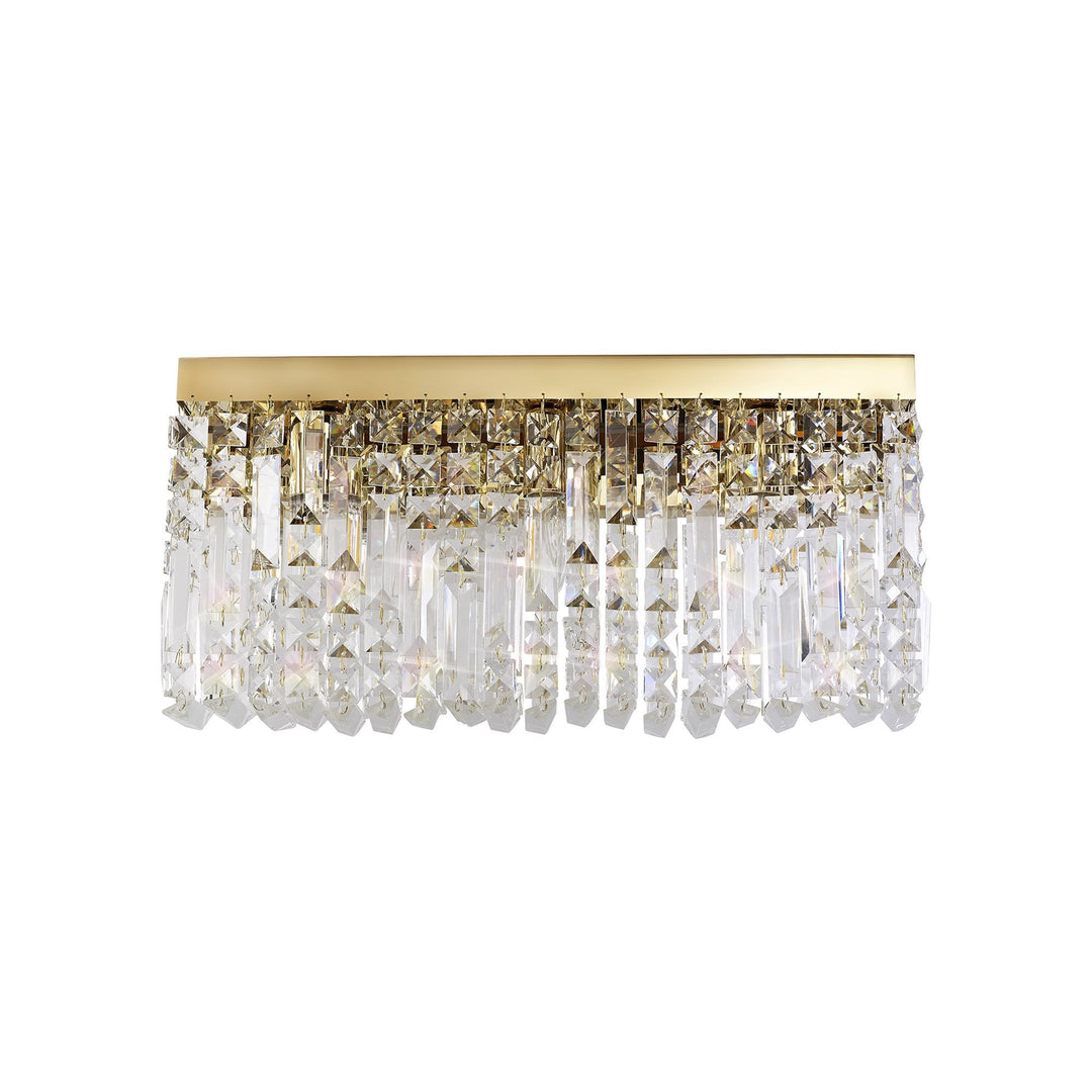 Nelson Lighting NL78219 Zian 50x24cm Rectangular Large Wall Lamp 3 Light Gold/Crystal