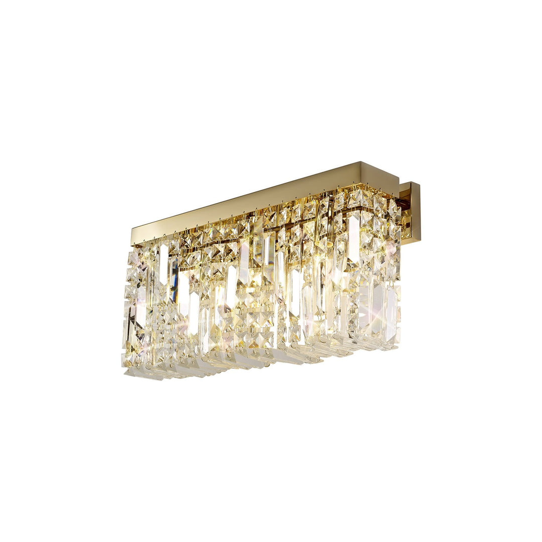 Nelson Lighting NL78219 Zian 50x24cm Rectangular Large Wall Lamp 3 Light Gold/Crystal