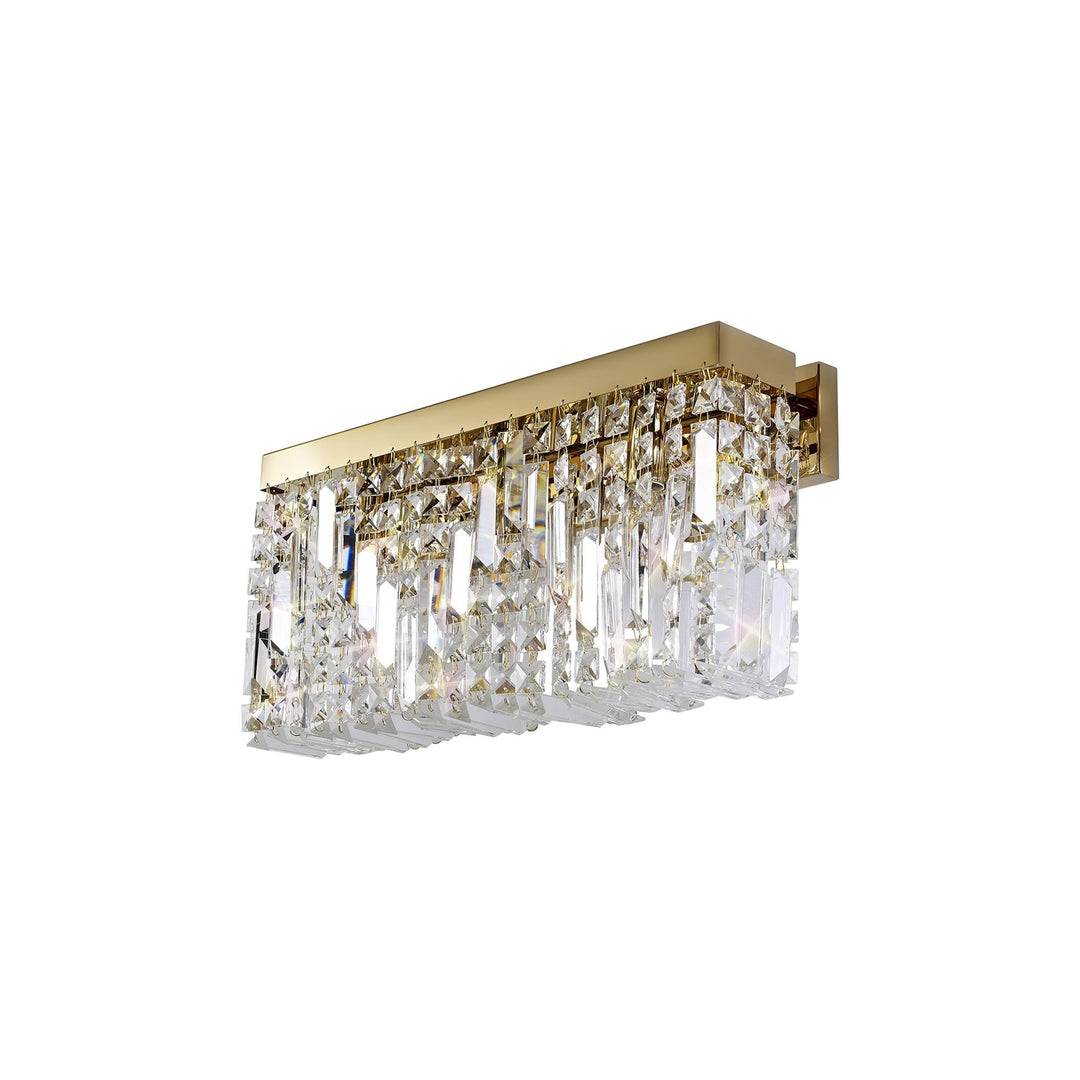 Nelson Lighting NL78219 Zian 50x24cm Rectangular Large Wall Lamp 3 Light Gold/Crystal