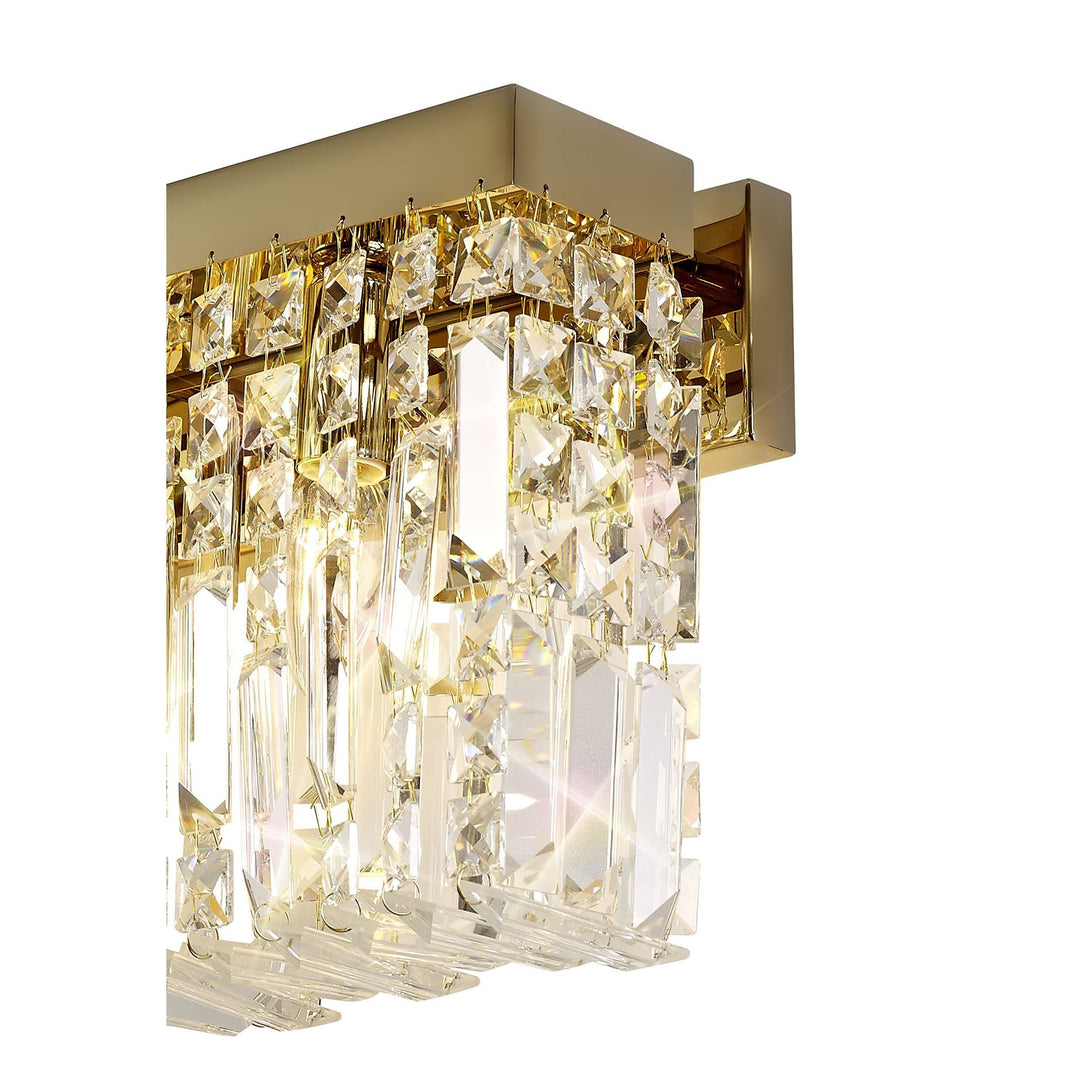 Nelson Lighting NL78219 Zian 50x24cm Rectangular Large Wall Lamp 3 Light Gold/Crystal