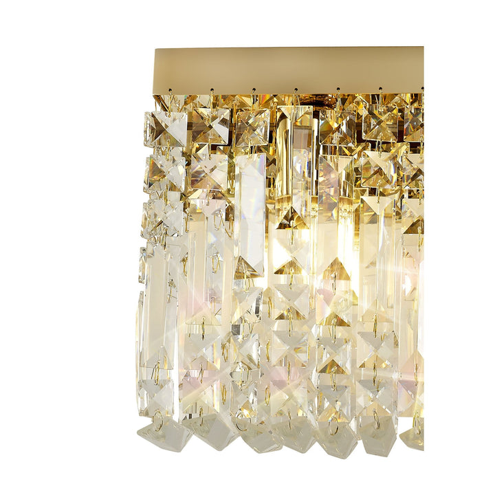 Nelson Lighting NL78219 Zian 50x24cm Rectangular Large Wall Lamp 3 Light Gold/Crystal