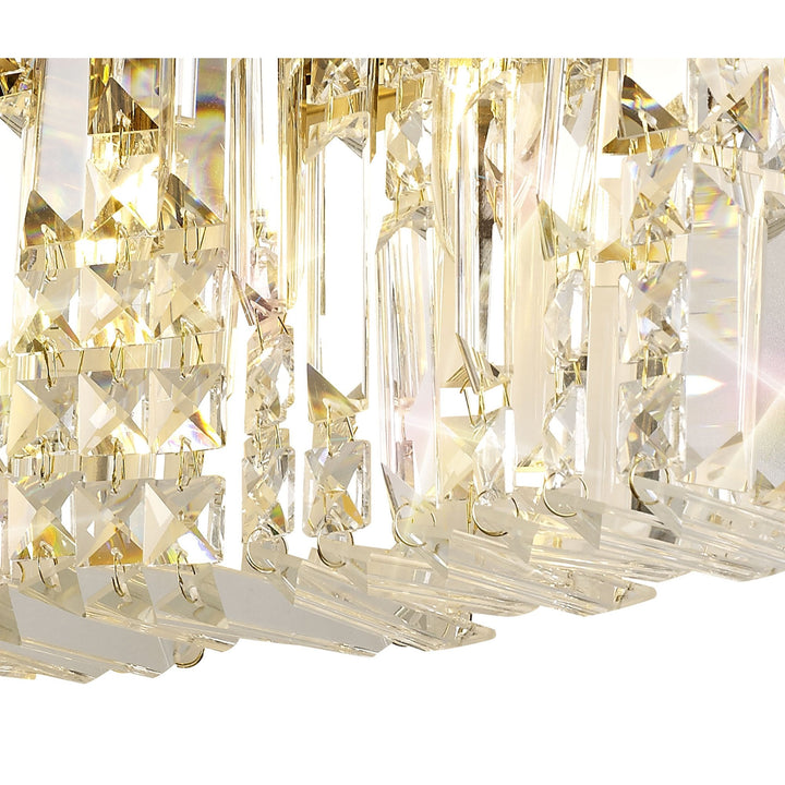 Nelson Lighting NL78219 Zian 50x24cm Rectangular Large Wall Lamp 3 Light Gold/Crystal