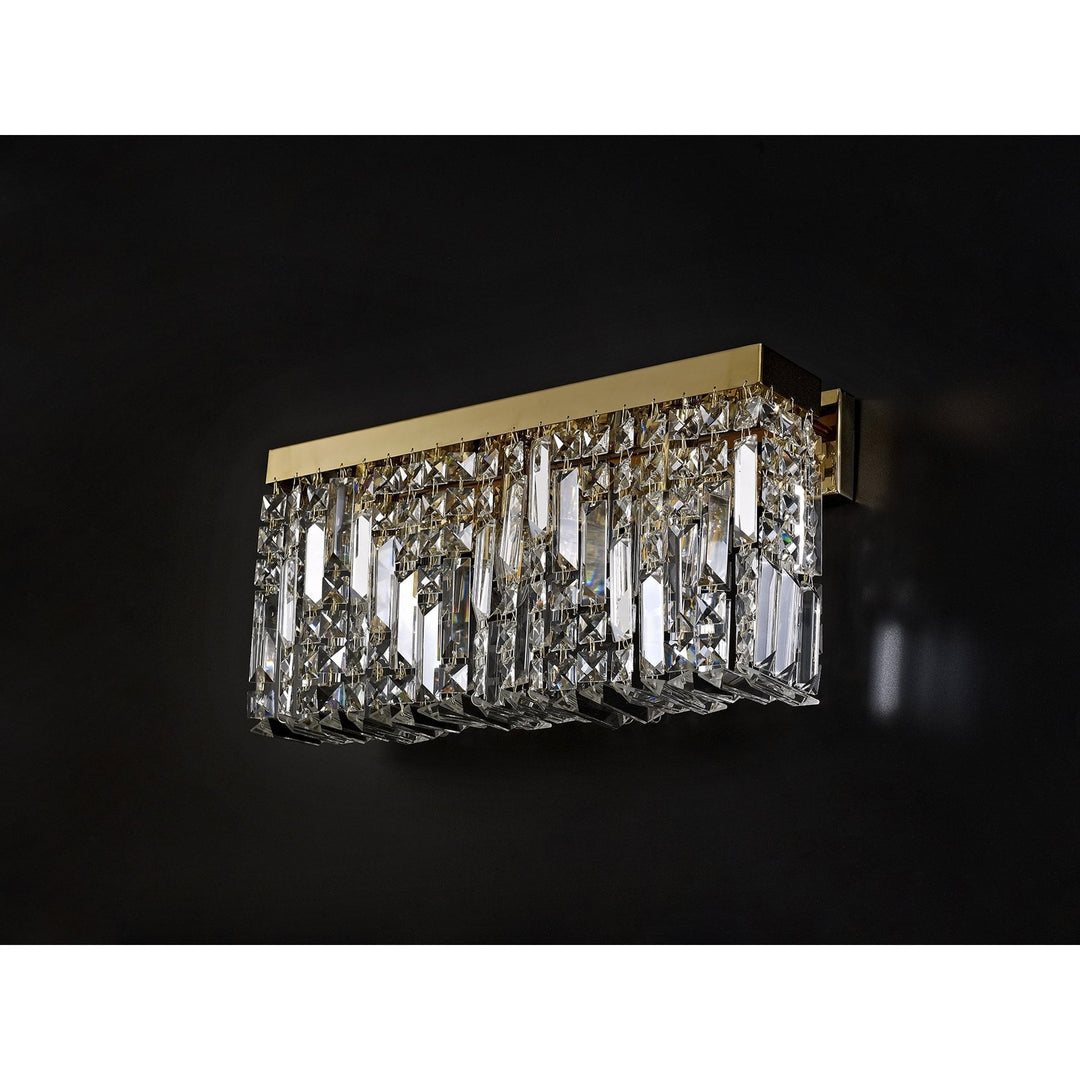 Nelson Lighting NL78219 Zian 50x24cm Rectangular Large Wall Lamp 3 Light Gold/Crystal