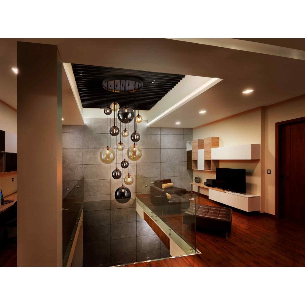 Schuller 439015 Dark 14 Light Pendant Black/Brass