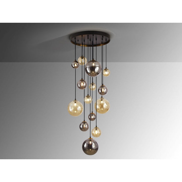 Schuller 439015 Dark 14 Light Pendant Black/Brass