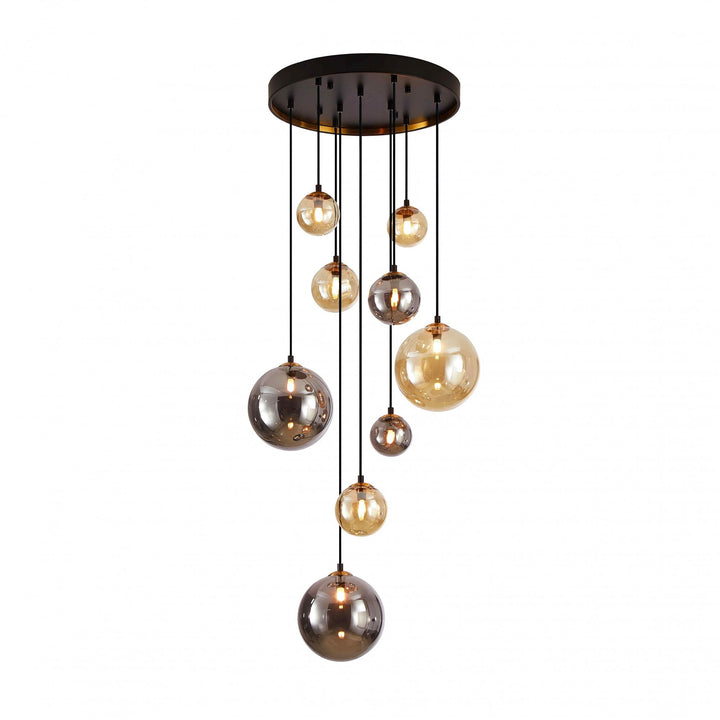 Schuller 439176 Dark 9 Light Pendant Black/Brass