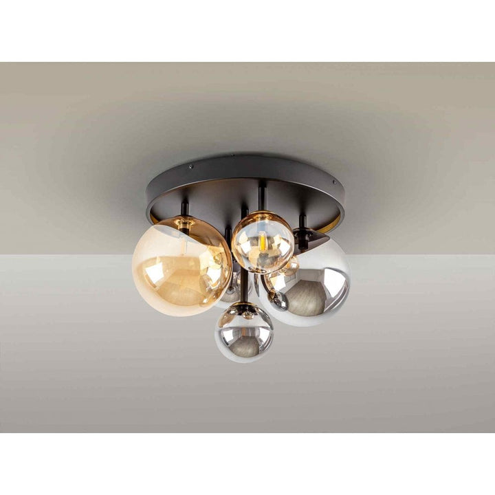 Schuller 439244 Dark Flush Ceiling Light 5 Light Black Brass