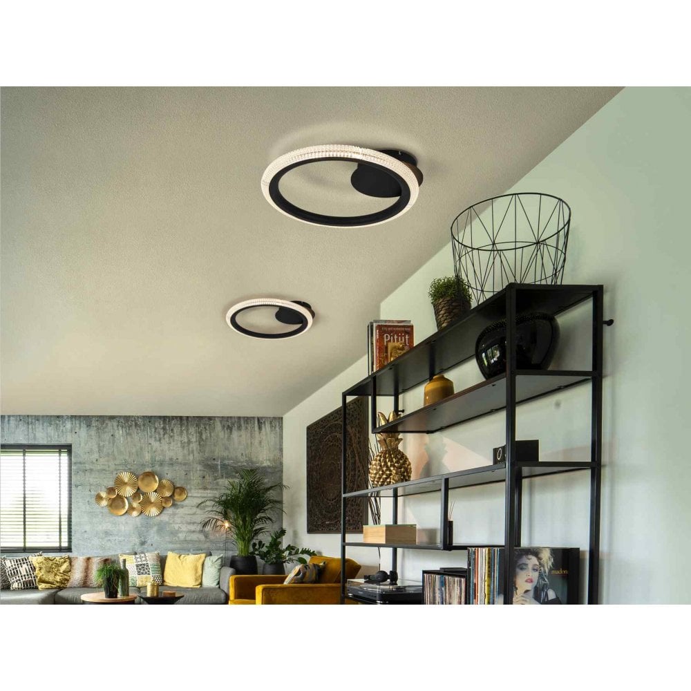 Schuller 717847 Ring Flush Ceiling Light/Wall Light 1 Ring Black