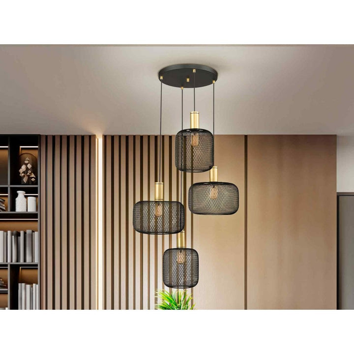 Schuller 910477 Osiris 4 Light Pendant Gold Black