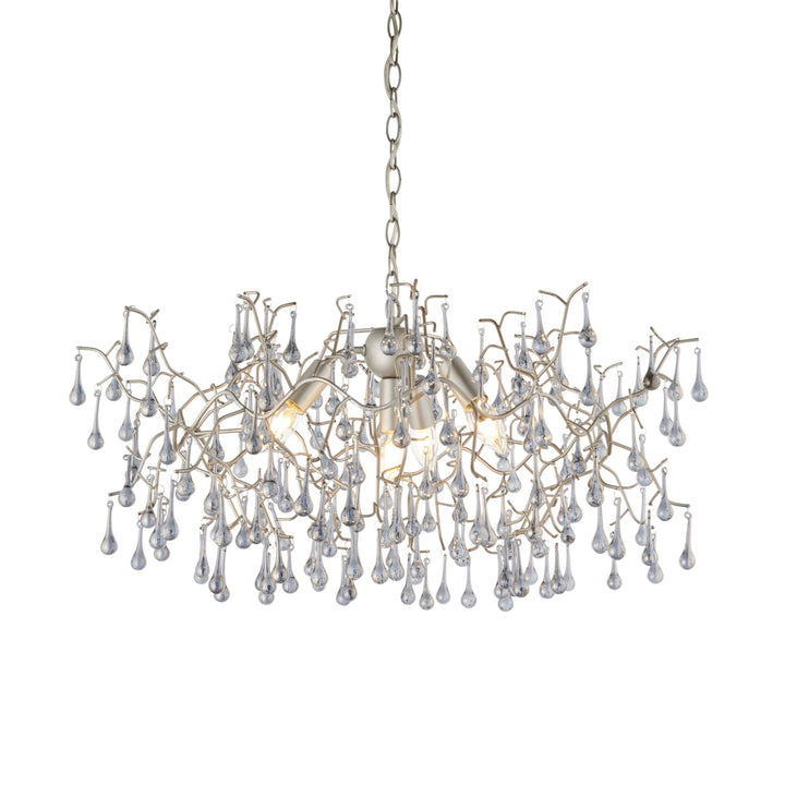 Nelson Lighting NL940301 4 Light Pendant Aged Silver Paint & Smokey Grey Tinted Glass