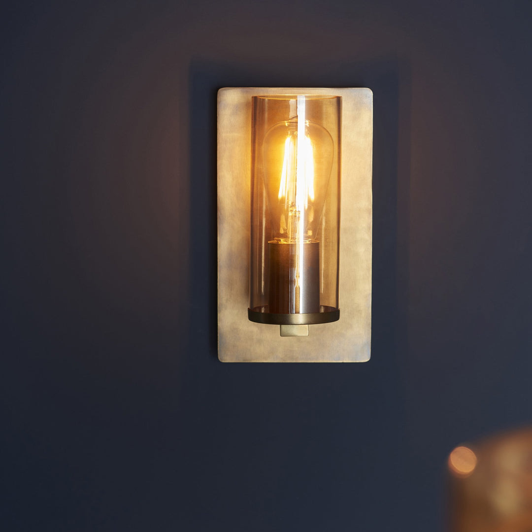 Nelson Lighting NL940598 | Brass Patina Wall Light | Champagne Lustre Glass