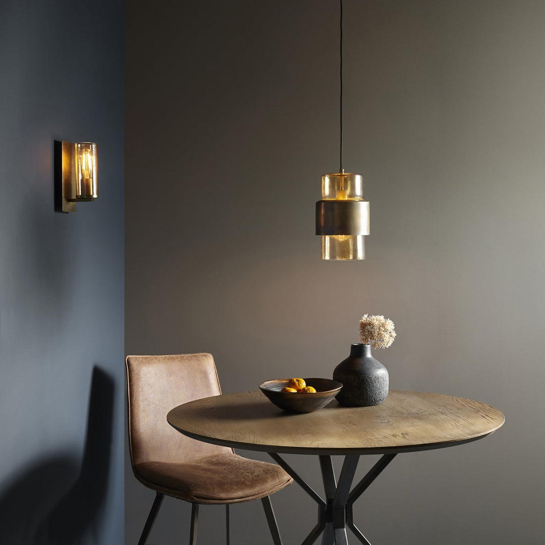 Nelson Lighting NL940598 | Brass Patina Wall Light | Champagne Lustre Glass