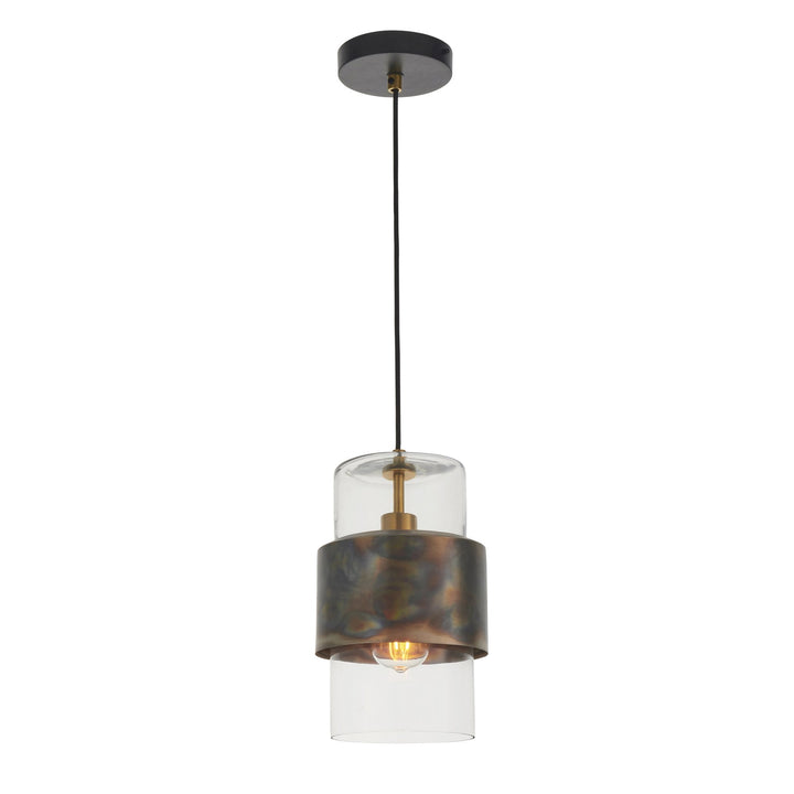 Nelson Lighting NL940601 1 Light Pendant Bronze Patina Plate & Clear Glass