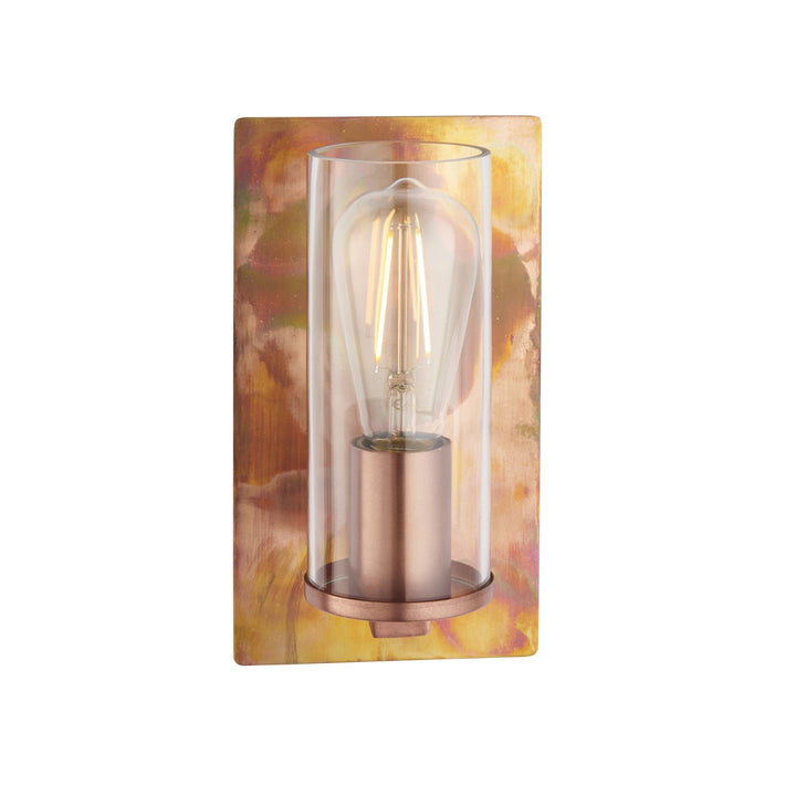 Nelson Lighting 90602 1 Light Wall Light Copper Patina Plate & Clear Glass