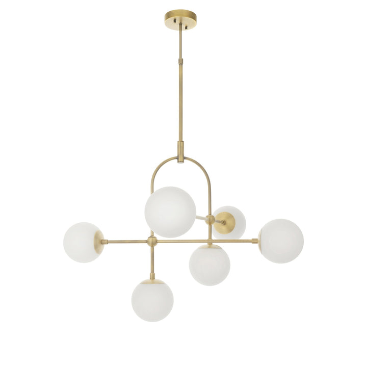 Nelson Lighting NL940842 6 Light Semi Flush Ceiling Light Matt Antique Brass Plate & Opal Glass