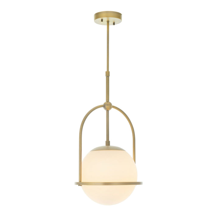 Nelson Lighting NL940844 1 Light Pendant Matt Antique Brass Plate & Opal Glass