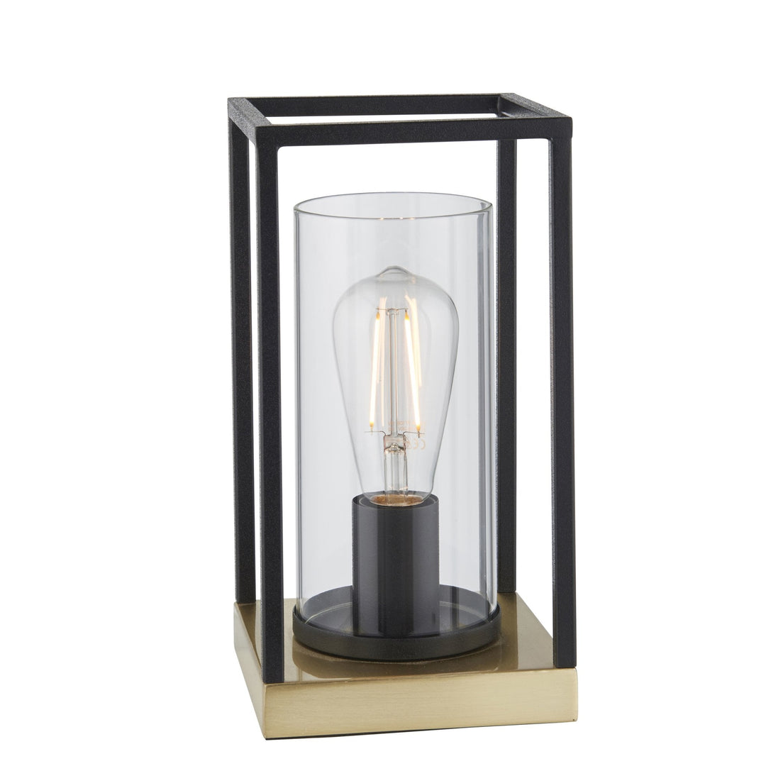 Nelson Lighting NL943035 1 Light Table Lamp Sand Black And Satin Brass Plate With Clear Glass