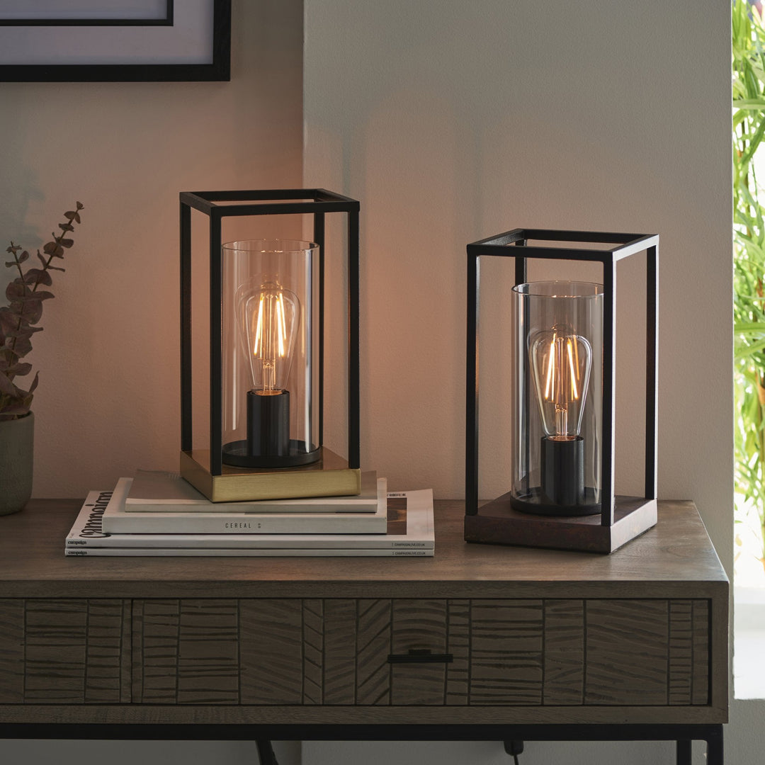 Nelson Lighting NL943036 1 Light Table Lamp Sand Black And Bronze Patina Finish With Grey Tinted Glass