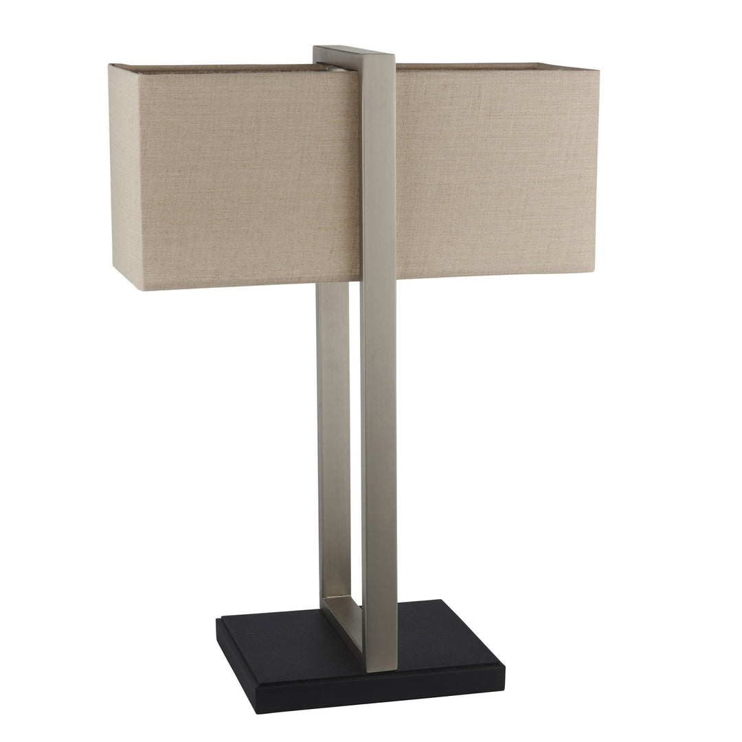 Nelson Lighting NL943060 1 Light Table Lamp Satin Nickel Plate & Natural Linen