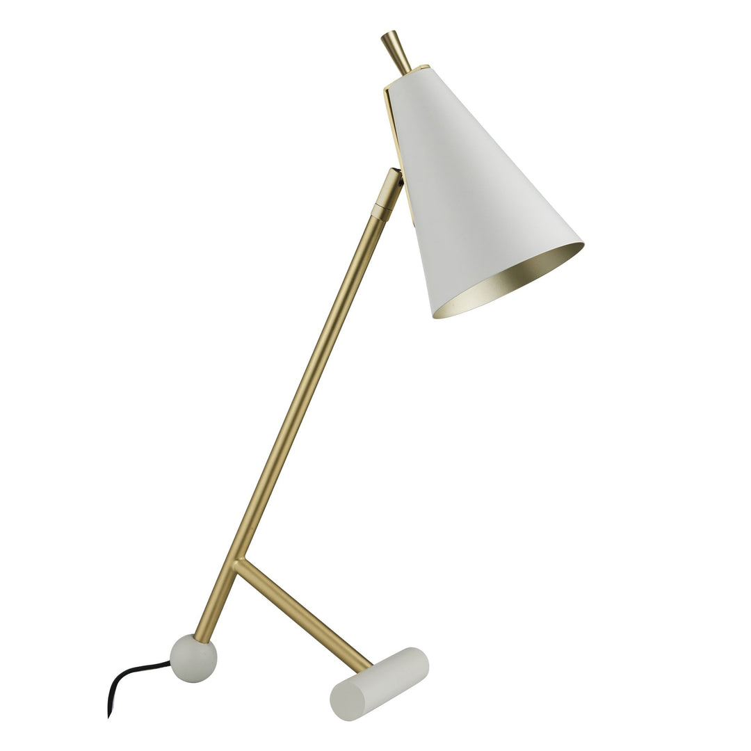 Nelson Lighting NL943066 1 Light Table Lamp Satin Brass Plate & Matt White Paint