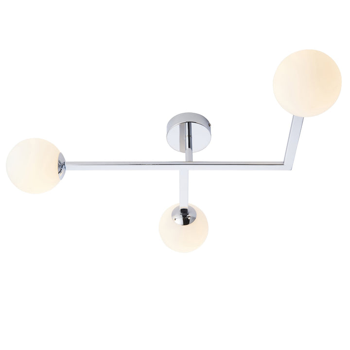 Nelson Lighting NL943904 Bathroom 3 Light Semi Flush Ceiling Light Chrome Plate & Matt Opal Glass