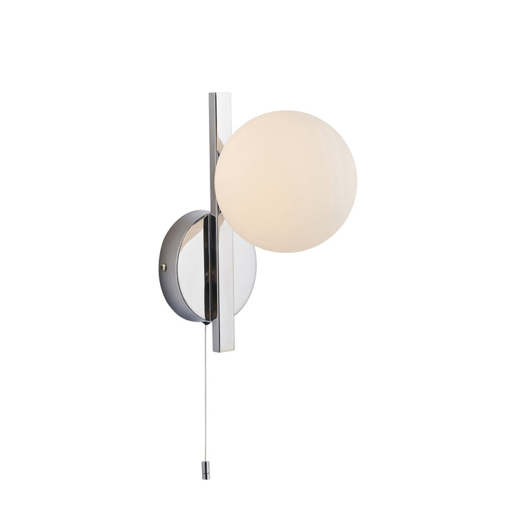 Nelson Lighting NL944080 Bathroom 1 Light Wall Light Chrome Plate & Matt Opal Glass