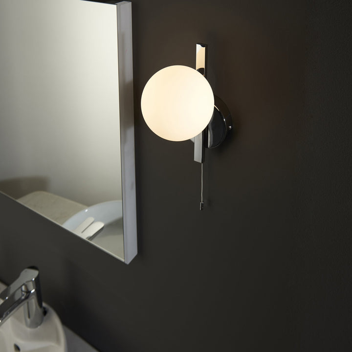 Nelson Lighting NL944080 Bathroom 1 Light Wall Light Chrome Plate & Matt Opal Glass