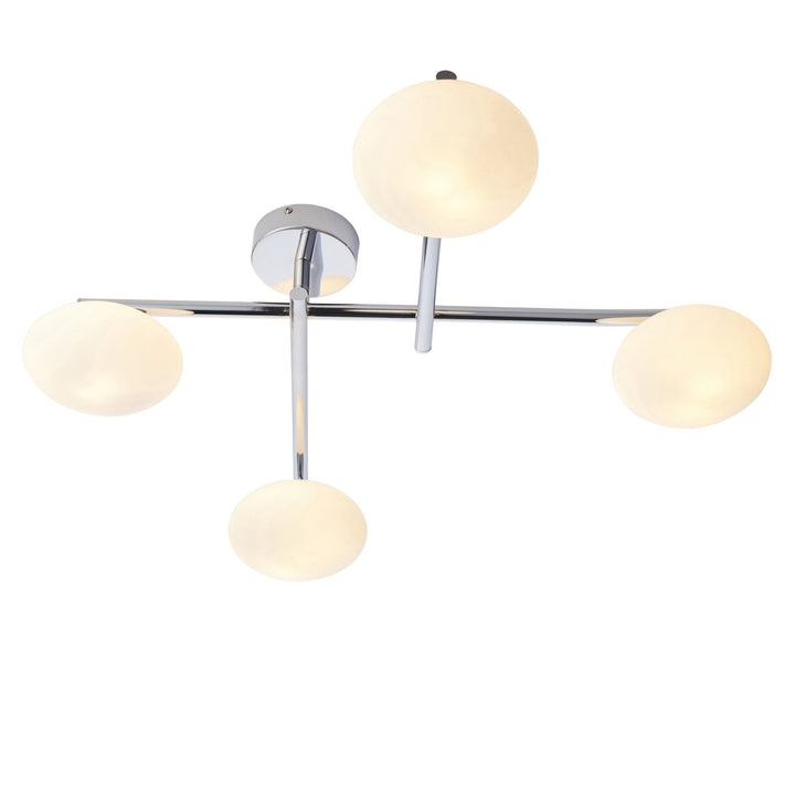 Nelson Lighting NL945008 Bathroom 4 Light Semi Flush Ceiling Light Chrome Plate & Matt Opal Glass