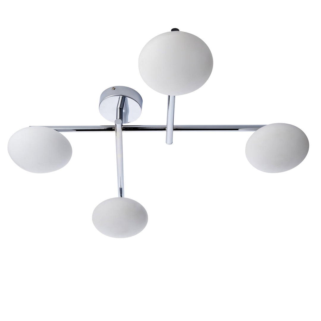 Nelson Lighting NL945008 Bathroom 4 Light Semi Flush Ceiling Light Chrome Plate & Matt Opal Glass