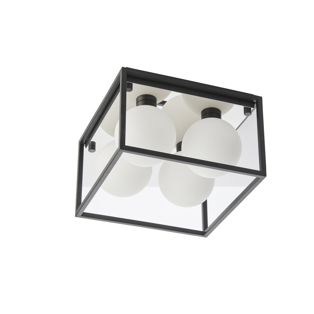 Nelson Lighting NL945050 Bathroom 4 Light Semi Flush Ceiling Light Matt Black & Matt Opal Glass