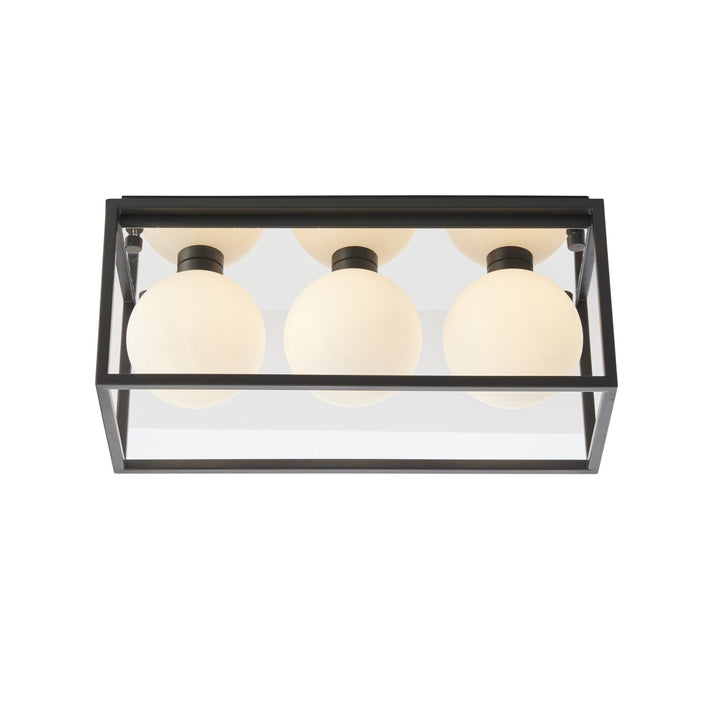 Nelson Lighting NL945051 Bathroom 3 Light Semi Flush Ceiling Light Matt Black & Matt Opal Glass