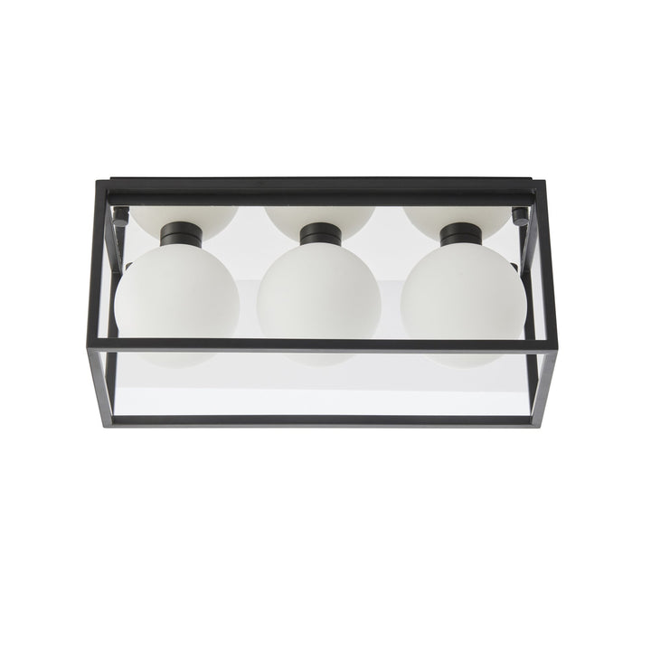 Nelson Lighting NL945051 Bathroom 3 Light Semi Flush Ceiling Light Matt Black & Matt Opal Glass