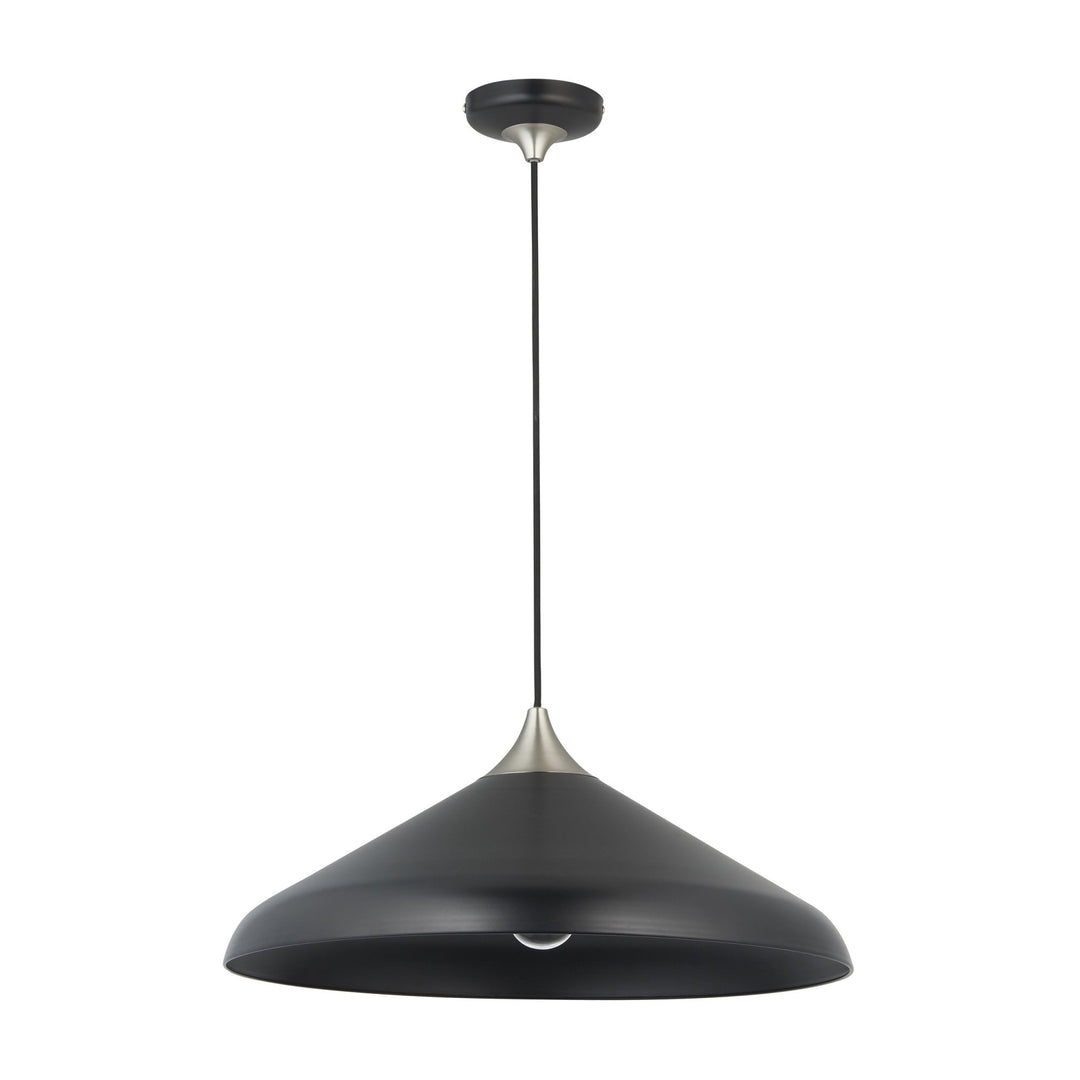 Nelson Lighting NL946560 1 Light Pendant Matt Black & Matt Nickel Plate