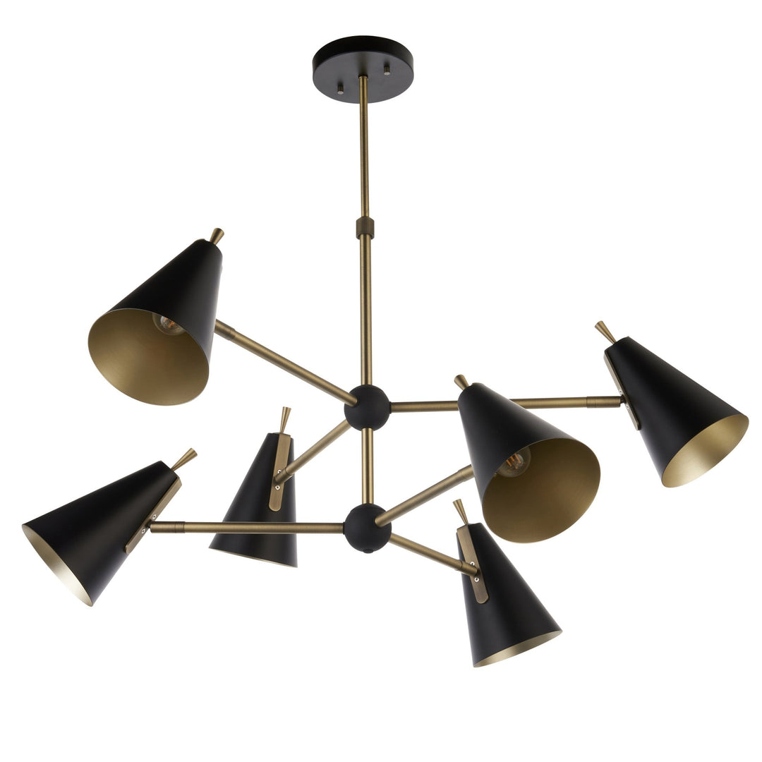 Nelson Lighting NL946702 6 Light Pendant Matt Antique Brass Plate & Matt Black