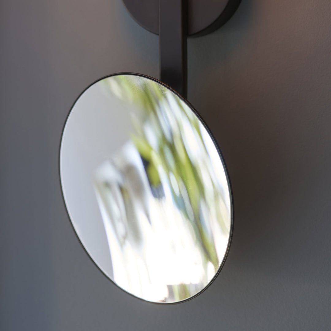 Nelson Lighting NL946729 Bathroom 1 Light Wall Light Matt Black, Mirrored Glass With Opal Glass