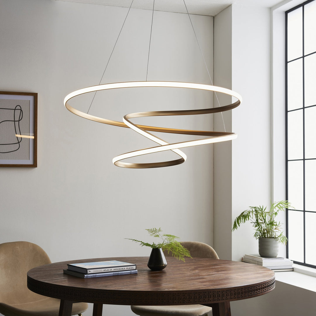 Nelson Lighting NL947639 | 1 Light LED Pendant | Satin Gold Paint & White Silicone