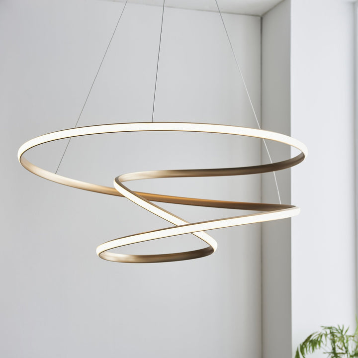 Nelson Lighting NL947639 | 1 Light LED Pendant | Satin Gold Paint & White Silicone