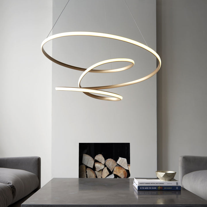 Nelson Lighting NL947639 | 1 Light LED Pendant | Satin Gold Paint & White Silicone